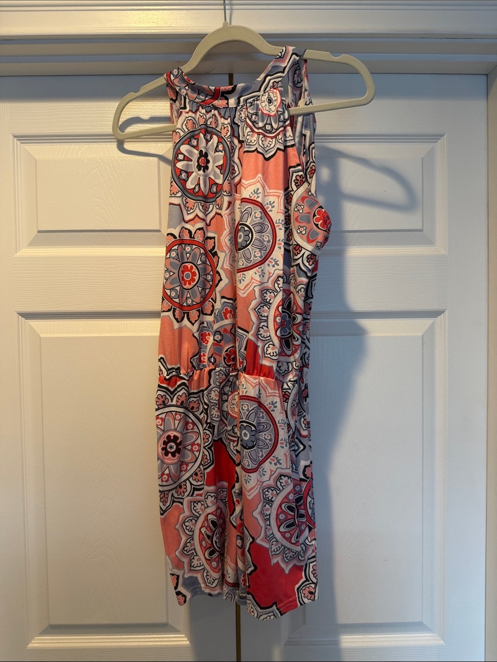 Coral Medallion Sleeveless Romper
